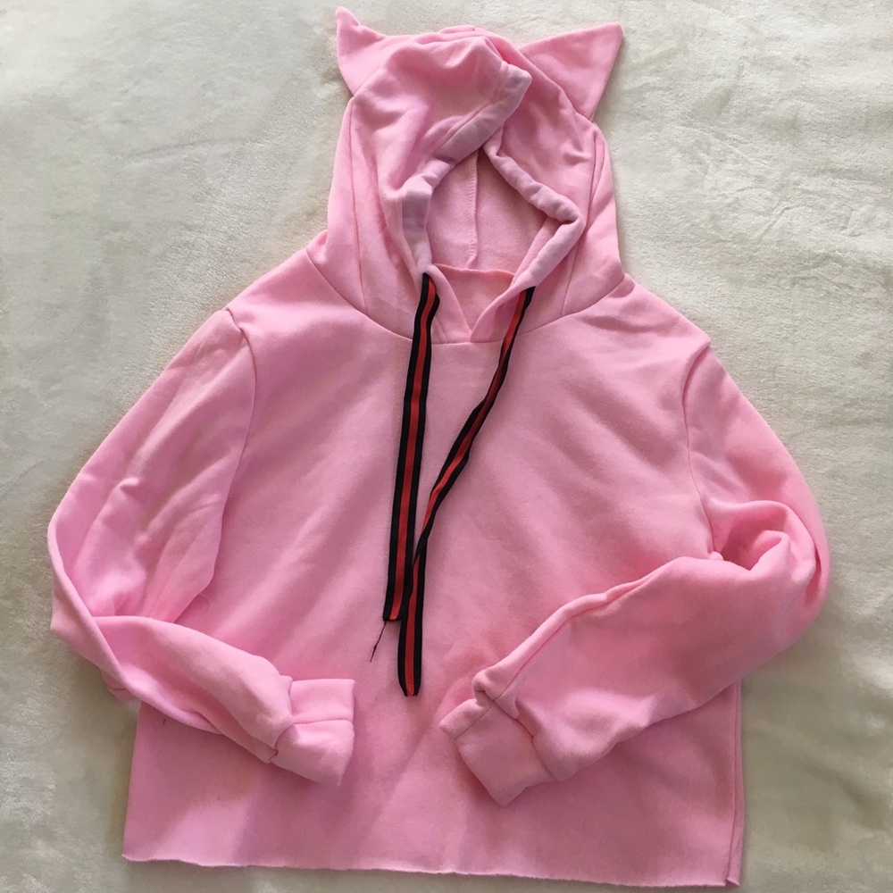 Girls Pink Cat-Ear Hoodie szM